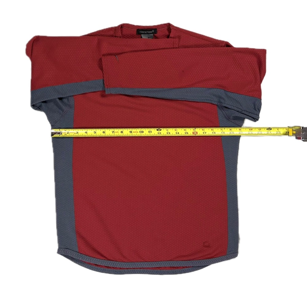 Vtg Y2K Nike Sphere maroon red grey mesh thermal longsleeve shirt mens medium - Picture 4 of 9